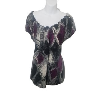 Purple, Black & White Off Shoulder. No tags but "I think" it's Worthington XL